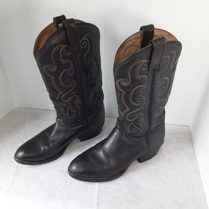 Aguila Black Leather Cowboy Western Boots unisex USW 11 USM 9.5 MX 28